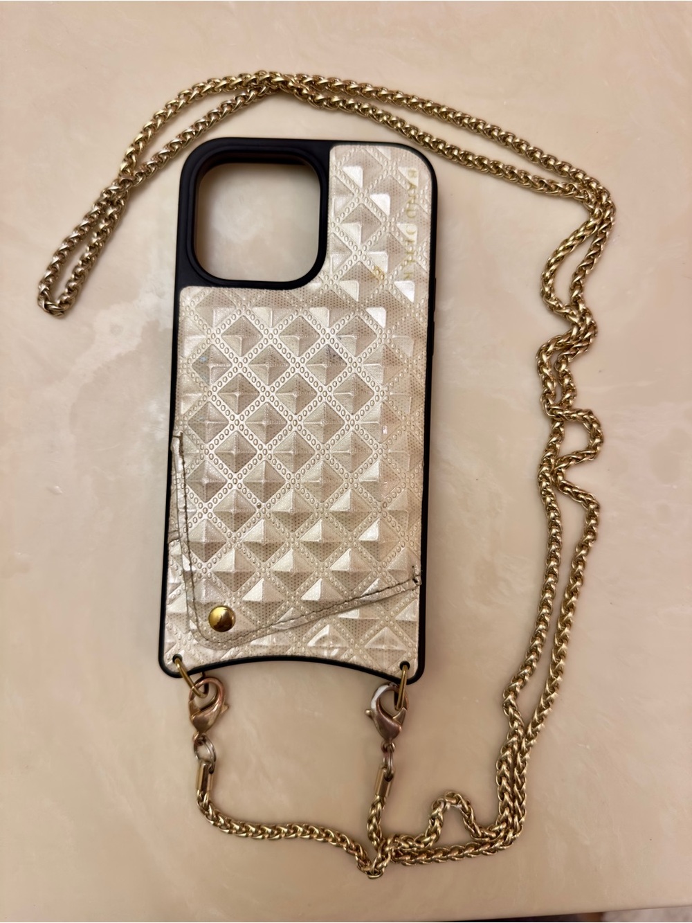Bandolier Sheila Pyramid Crossbody Phone Case iPhone 14 ProMax w/Gold Strap